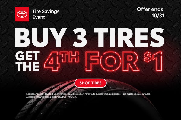 Buy 3 Tires Get The 4th For $1